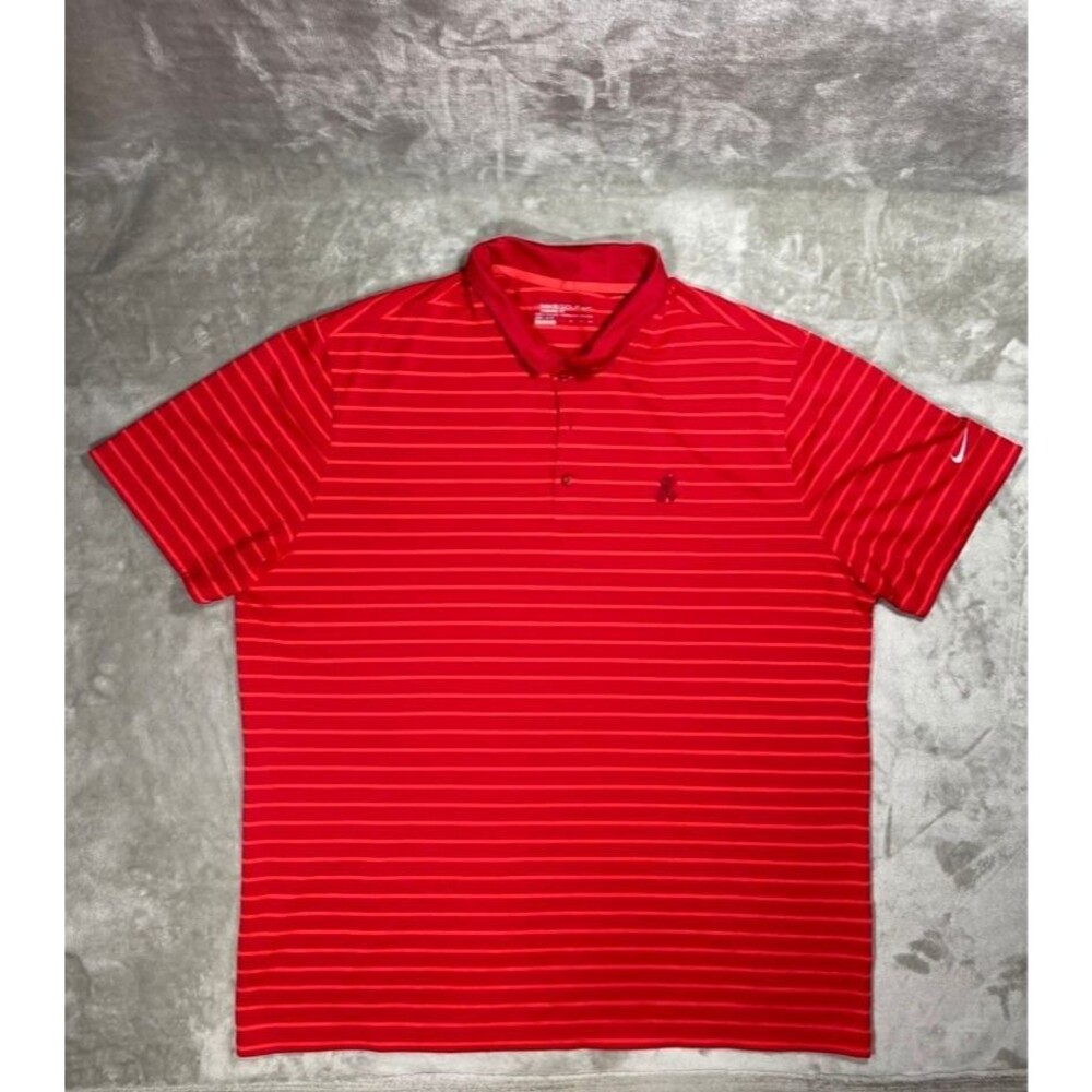 Nike Golf Polo Shirt Mickey Mouse Men XXL 2XL Red Orange Stripe Performance